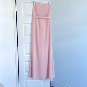 David’s bridal blush strapless bridesmaid dress